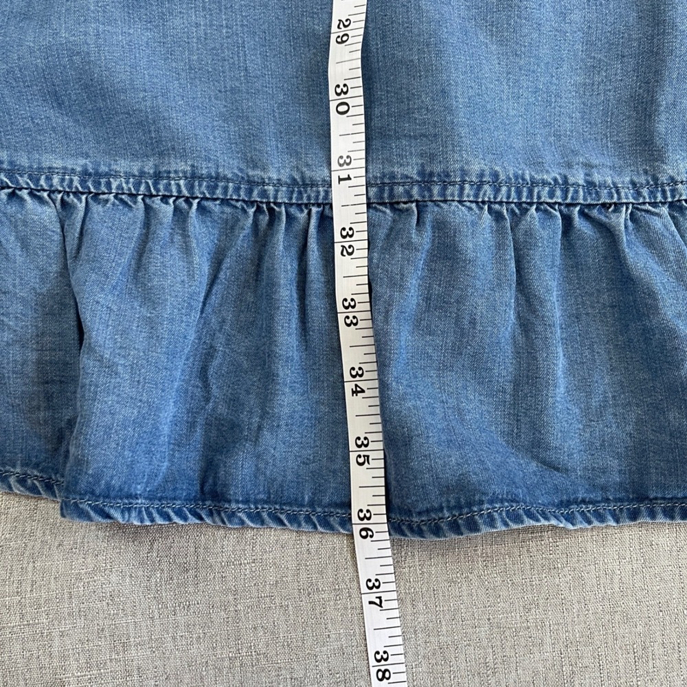 Paige Kendry Denim Wrap Ruffle Dress Juno Chambray Western Boho Womens M Blue - Picture 14 of 16